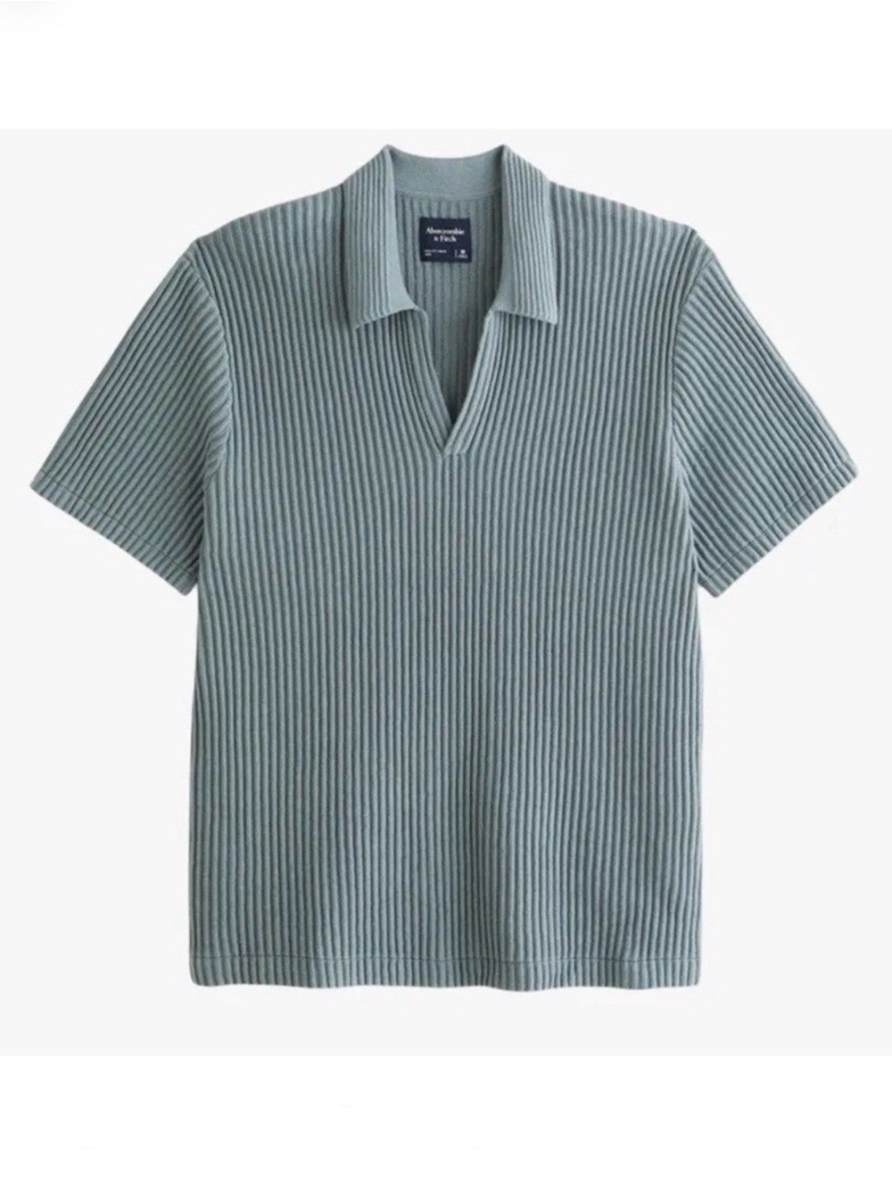 NWT Abercrombie & Fitch Plisse Pleated Johnny Collar Sweater Polo Shirt Size S